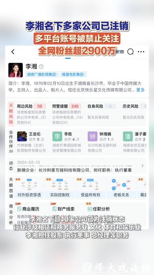 李湘20秒视频报价20万 名下超10家公司为注销状态